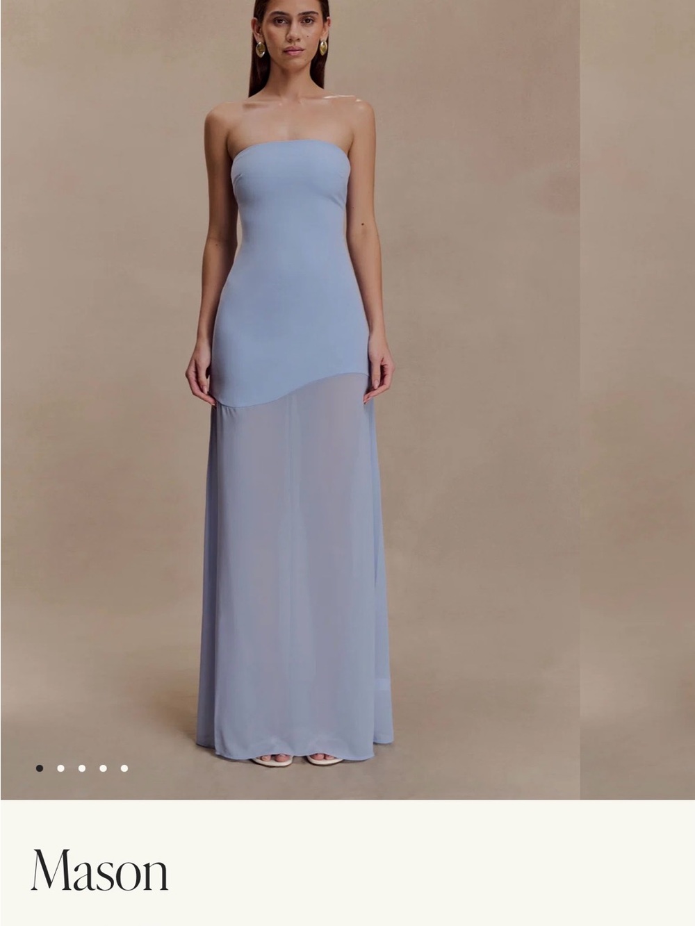 Meshki Crepe and Chiffon Maxi Dress - Powder Blue - M